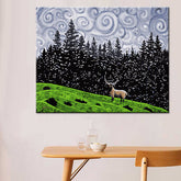 Painting by Numbers Moose Stands on A Meadow in Front of Fir Trees
